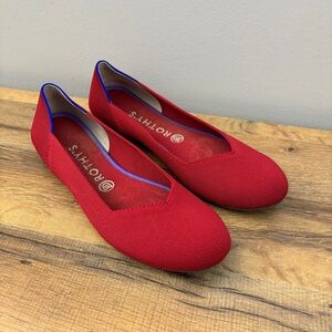 Rothy’s The Daily Flat Round Toe Ballet Flat Cherry Red size 9.5